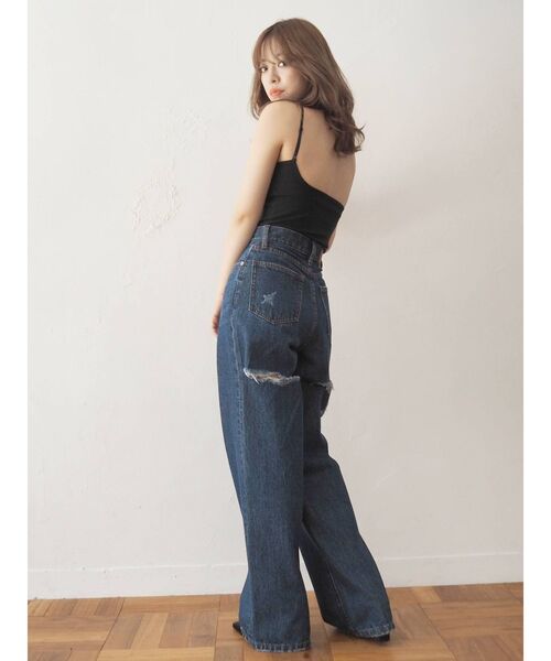 EVRIS（エヴリス）の「バックオープンリブキャミソール（キャミソール・レディース・ブラック/アイボリー・FREE）」の4枚目の写真