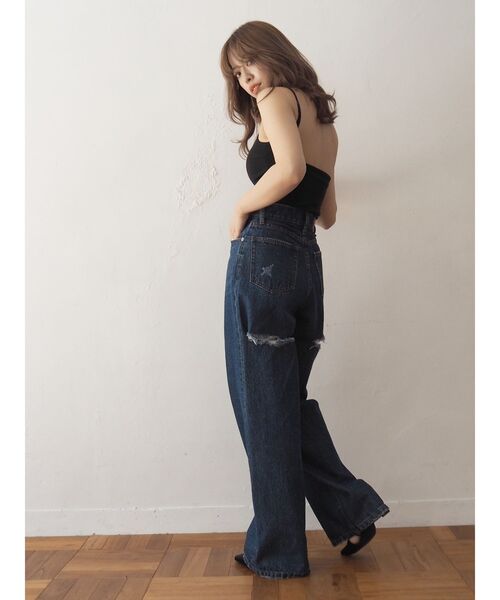 EVRIS（エヴリス）の「バックオープンリブキャミソール（キャミソール・レディース・ブラック/アイボリー・FREE）」の10枚目の写真