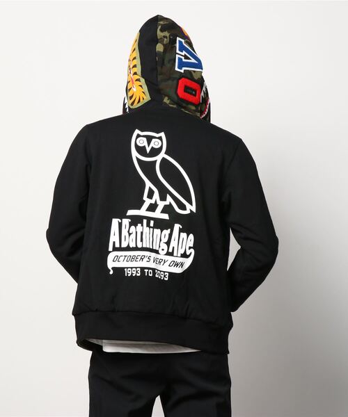 OVO "OCTOBER VERY OWN"（オービーオー　　オクトーバーベリーオウン）の「BAPE X OVO WOODLAND CAMO SHARK REVERSIBLE FULL ZIP HOODIE M（パーカー・メンズ・レッド/ブラック・LARGE/SMALL/XXX-LARGE/XX-LARGE/X-LARGE/MEDIUM）」の10枚目の写真