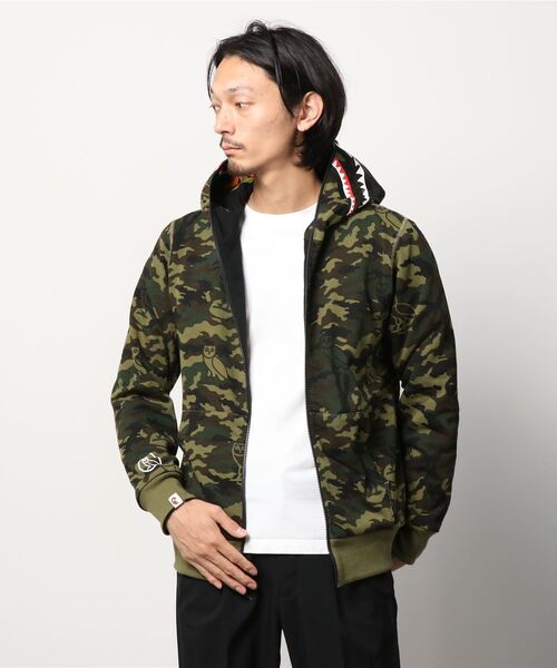 OVO "OCTOBER VERY OWN"（オービーオー　　オクトーバーベリーオウン）の「BAPE X OVO WOODLAND CAMO SHARK REVERSIBLE FULL ZIP HOODIE M（パーカー・メンズ・レッド/ブラック・LARGE/SMALL/XXX-LARGE/XX-LARGE/X-LARGE/MEDIUM）」の9枚目の写真
