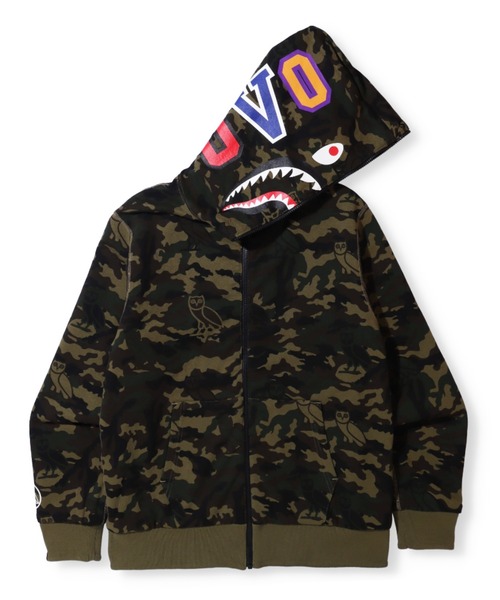 OVO "OCTOBER VERY OWN"（オービーオー　　オクトーバーベリーオウン）の「BAPE X OVO WOODLAND CAMO SHARK REVERSIBLE FULL ZIP HOODIE M（パーカー・メンズ・レッド/ブラック・LARGE/SMALL/XXX-LARGE/XX-LARGE/X-LARGE/MEDIUM）」の5枚目の写真
