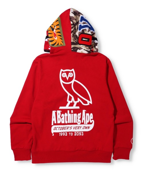 OVO "OCTOBER VERY OWN"（オービーオー　　オクトーバーベリーオウン）の「BAPE X OVO WOODLAND CAMO SHARK REVERSIBLE FULL ZIP HOODIE M（パーカー・メンズ・レッド/ブラック・LARGE/SMALL/XXX-LARGE/XX-LARGE/X-LARGE/MEDIUM）」の19枚目の写真