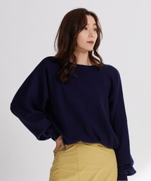 前後4wayパール付きVネックニットプルオーバー