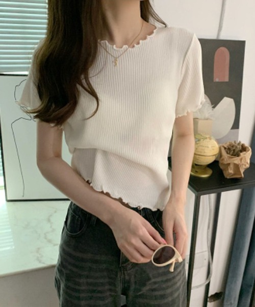 Bifrost（ビフレスト）の「メロウ半袖トップス（Tシャツ/カットソー・レディース・ホワイト/ブラック/パープル/ライトグリーン/ライトグレー・F）」の2枚目の写真