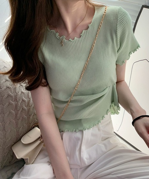 Bifrost（ビフレスト）の「メロウ半袖トップス（Tシャツ/カットソー・レディース・ホワイト/ブラック/パープル/ライトグリーン/ライトグレー・F）」の5枚目の写真