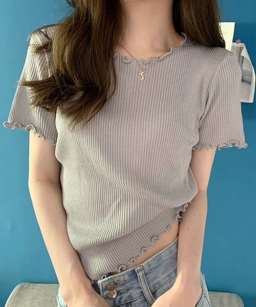 Bifrost（ビフレスト）の「メロウ半袖トップス（Tシャツ/カットソー・レディース・ホワイト/ブラック/パープル/ライトグリーン/ライトグレー・F）」の4枚目の写真