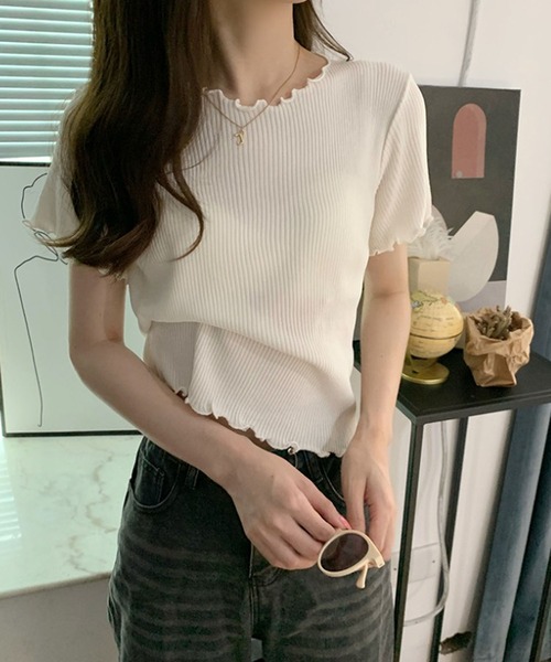 Bifrost（ビフレスト）の「メロウ半袖トップス（Tシャツ/カットソー・レディース・ホワイト/ブラック/パープル/ライトグリーン/ライトグレー・F）」の6枚目の写真