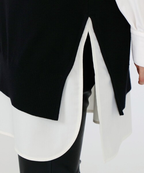 CAST:(キャストコロン)の「ハイネックシャツコンビニット(ニット/セーター・レディース・ブラック・M/S)」の6枚目の写真