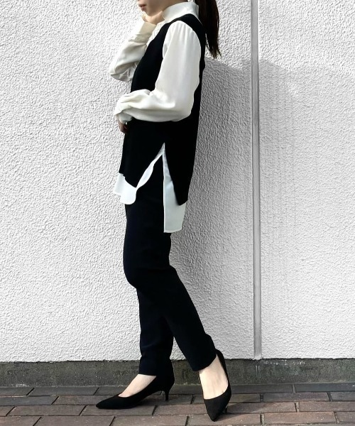 CAST:(キャストコロン)の「ハイネックシャツコンビニット(ニット/セーター・レディース・ブラック・M/S)」の12枚目の写真