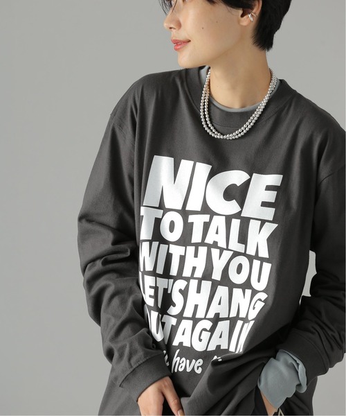 JOURNAL STANDARD(ジャーナルスタンダード)の「ビッグロゴロングTシャツ【NICE】(Tシャツ/カットソー・レディース・ブラック系その他/ホワイト・FREE)」の2枚目の写真