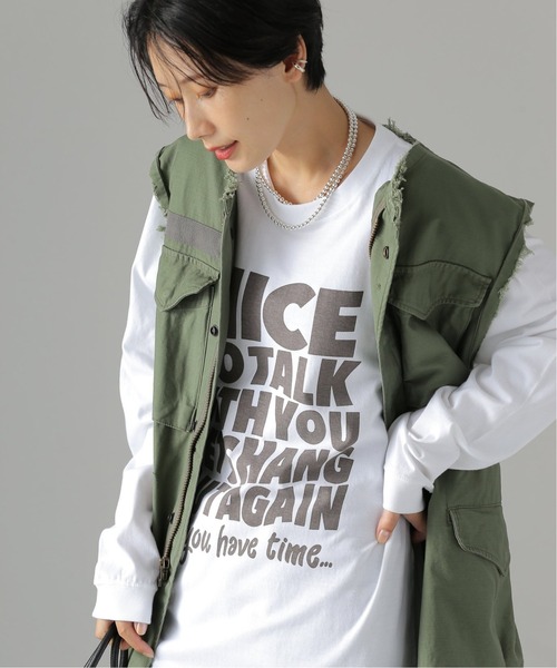JOURNAL STANDARD(ジャーナルスタンダード)の「ビッグロゴロングTシャツ【NICE】(Tシャツ/カットソー・レディース・ブラック系その他/ホワイト・FREE)」の1枚目の写真