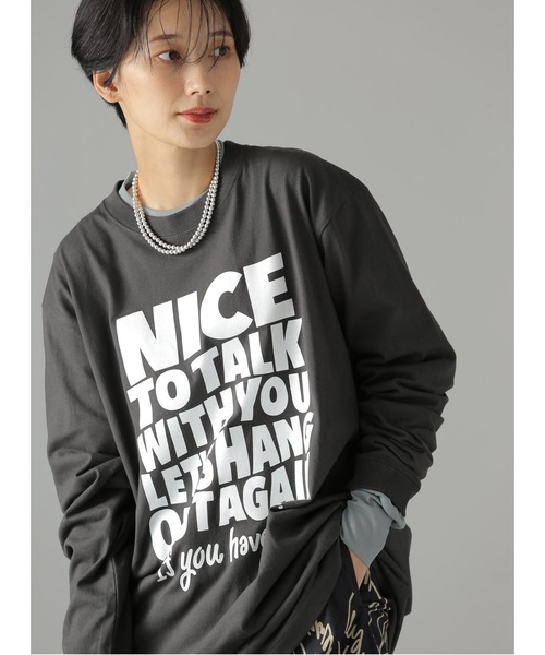 JOURNAL STANDARD(ジャーナルスタンダード)の「ビッグロゴロングTシャツ【NICE】(Tシャツ/カットソー・レディース・ブラック系その他/ホワイト・FREE)」の16枚目の写真