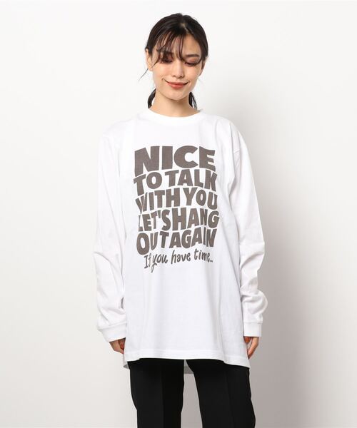 JOURNAL STANDARD(ジャーナルスタンダード)の「ビッグロゴロングTシャツ【NICE】(Tシャツ/カットソー・レディース・ブラック系その他/ホワイト・FREE)」の21枚目の写真