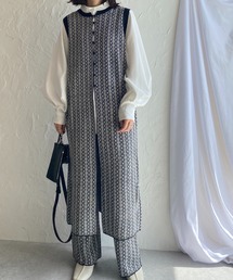 She's Closet（シーズクローゼット）の「前後2wayノースリーブジャガードニットロングジレベスト（ベスト）」