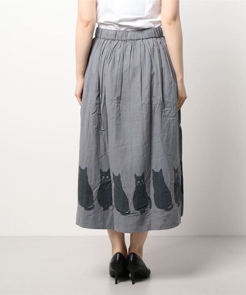 salle de bal（サルデバル）の「【 nyan de bal / ニャンデバル 】 【 LITTLE MARKET / リトルマーケット 】 裾猫スカート ネコ ねこ 猫 アニマル柄 CAT FRH（スカート・レディース・グレー/ワイン・FREE）」の10枚目の写真