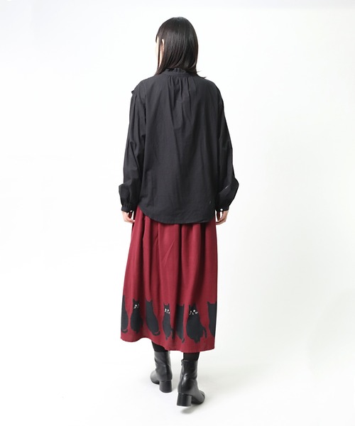 salle de bal（サルデバル）の「【 nyan de bal / ニャンデバル 】 【 LITTLE MARKET / リトルマーケット 】 裾猫スカート ネコ ねこ 猫 アニマル柄 CAT FRH（スカート・レディース・グレー/ワイン・FREE）」の8枚目の写真