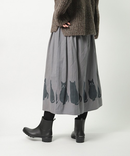 salle de bal（サルデバル）の「【 nyan de bal / ニャンデバル 】 【 LITTLE MARKET / リトルマーケット 】 裾猫スカート ネコ ねこ 猫 アニマル柄 CAT FRH（スカート・レディース・グレー/ワイン・FREE）」の14枚目の写真