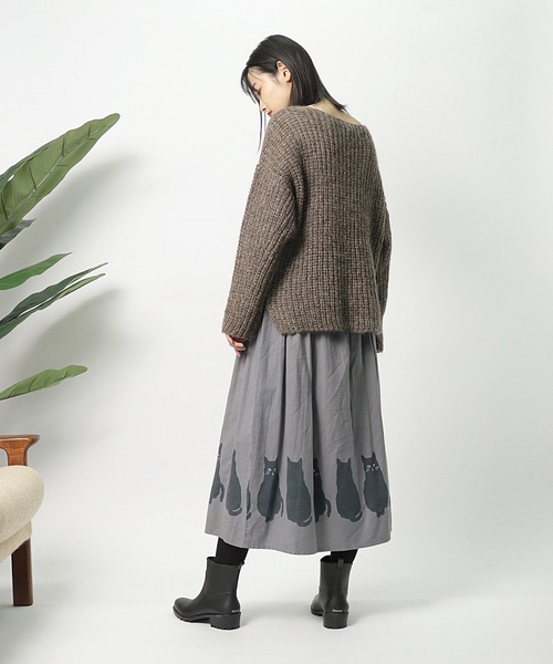 salle de bal（サルデバル）の「【 nyan de bal / ニャンデバル 】 【 LITTLE MARKET / リトルマーケット 】 裾猫スカート ネコ ねこ 猫 アニマル柄 CAT FRH（スカート・レディース・グレー/ワイン・FREE）」の17枚目の写真