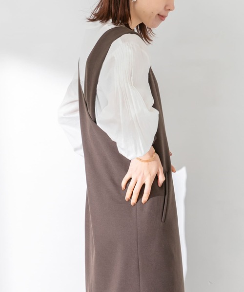 URBAN RESEARCH Sonny Label（アーバンリサーチサニーレーベル）の「『WEB限定』クロスジャンパースカート（ワンピース・レディース・ブラウン/ブラック・FREE）」の4枚目の写真