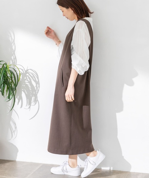 URBAN RESEARCH Sonny Label（アーバンリサーチサニーレーベル）の「『WEB限定』クロスジャンパースカート（ワンピース・レディース・ブラウン/ブラック・FREE）」の8枚目の写真