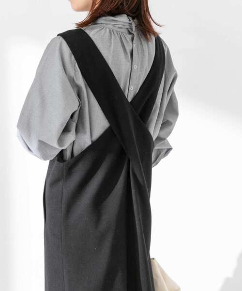 URBAN RESEARCH Sonny Label（アーバンリサーチサニーレーベル）の「『WEB限定』クロスジャンパースカート（ワンピース・レディース・ブラウン/ブラック・FREE）」の9枚目の写真