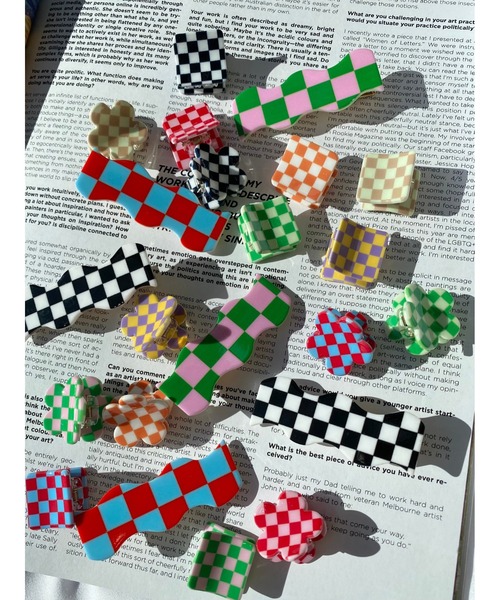 WC（ダブル シー）の「2Pカラーフラッグチェッククリップ（バレッタ/ヘアクリップ・レディース・ピンク/ブラック/サックスブルー・FREE）」の13枚目の写真