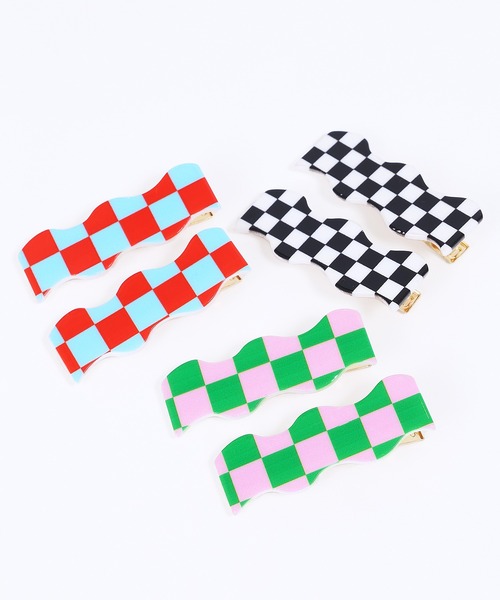 WC（ダブル シー）の「2Pカラーフラッグチェッククリップ（バレッタ/ヘアクリップ・レディース・ピンク/ブラック/サックスブルー・FREE）」の7枚目の写真