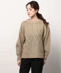 Per sist ence | Per sist ence/パーシエンス　ケーブル×畦編み パッチワーク プルオーバー(ニット/セーター)