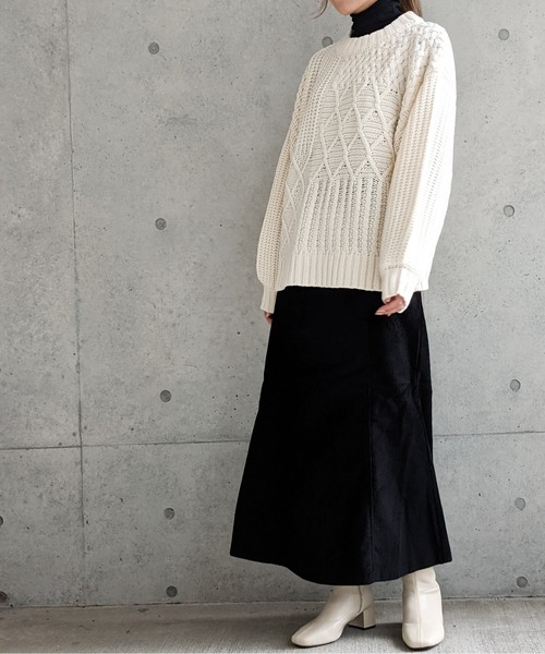 Per sist ence(パーシエンス)の「Per sist ence/パーシエンス ケーブル×畦編み パッチワーク プルオーバー(ニット/セーター・レディース・ベージュ/ブラウン/オフホワイト/ブラック・FREE)」の20枚目の写真