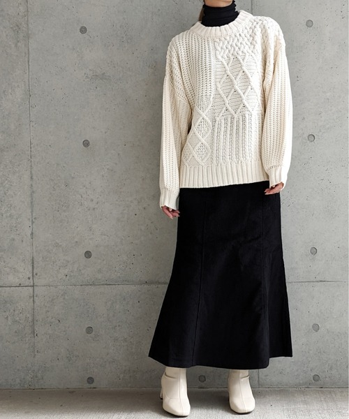 Per sist ence(パーシエンス)の「Per sist ence/パーシエンス ケーブル×畦編み パッチワーク プルオーバー(ニット/セーター・レディース・ベージュ/ブラウン/オフホワイト/ブラック・FREE)」の18枚目の写真