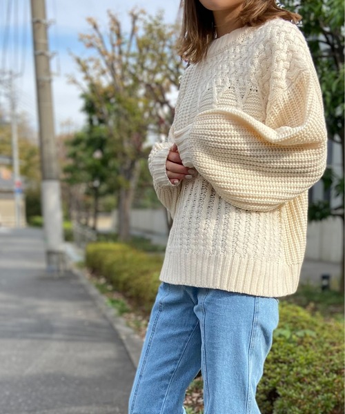 Per sist ence(パーシエンス)の「Per sist ence/パーシエンス ケーブル×畦編み パッチワーク プルオーバー(ニット/セーター・レディース・ベージュ/ブラウン/オフホワイト/ブラック・FREE)」の14枚目の写真