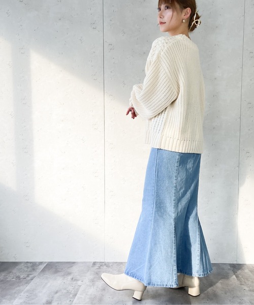 Per sist ence(パーシエンス)の「Per sist ence/パーシエンス ケーブル×畦編み パッチワーク プルオーバー(ニット/セーター・レディース・ベージュ/ブラウン/オフホワイト/ブラック・FREE)」の7枚目の写真