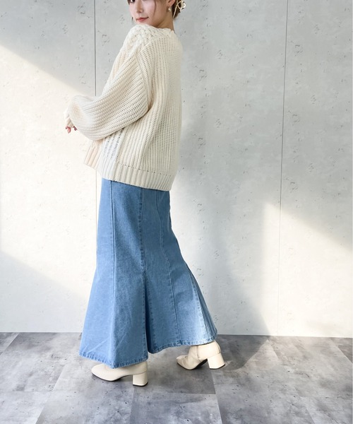 Per sist ence(パーシエンス)の「Per sist ence/パーシエンス ケーブル×畦編み パッチワーク プルオーバー(ニット/セーター・レディース・ベージュ/ブラウン/オフホワイト/ブラック・FREE)」の8枚目の写真