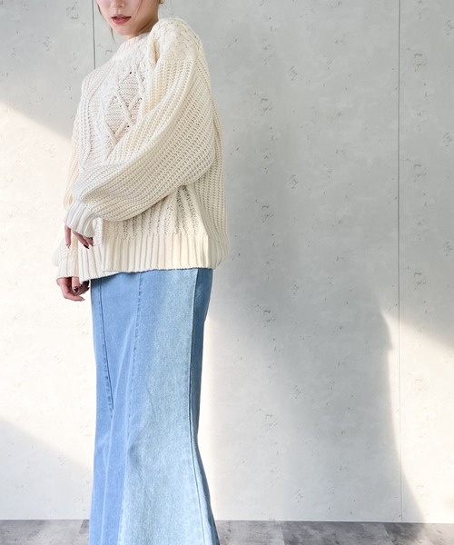 Per sist ence(パーシエンス)の「Per sist ence/パーシエンス ケーブル×畦編み パッチワーク プルオーバー(ニット/セーター・レディース・ベージュ/ブラウン/オフホワイト/ブラック・FREE)」の10枚目の写真