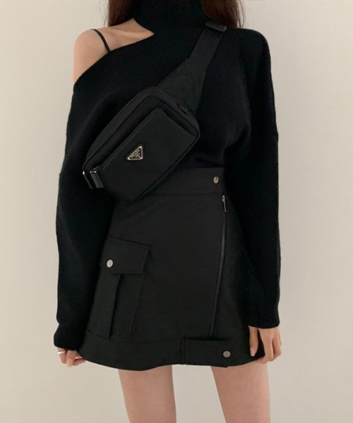 トップス jasmine セール】【Jasmine】ワンショルハイネックセクシーニット