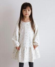 ポンチ 花柄プリント ワンピース 100cm-130cm