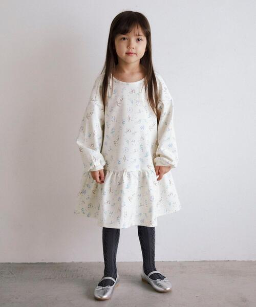 green label relaxing(グリーンレーベルリラクシング)の「ポンチ 花柄プリント ワンピース 100cm-130cm(ワンピース・キッズ・オフホワイト/ライム・110cm/130cm/100cm/120cm)」の12枚目の写真