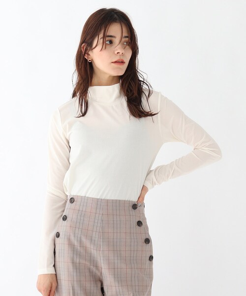 OPAQUE.CLIP（オペークドットクリップ）の「◆シアーハイネックカットソー（Tシャツ/カットソー・レディース・ブラック/チャコールグレー/オフホワイト・40/38）」の2枚目の写真