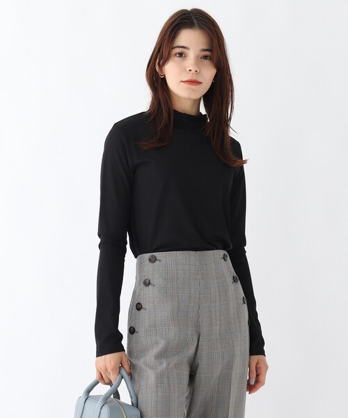 OPAQUE.CLIP（オペークドットクリップ）の「◆シアーハイネックカットソー（Tシャツ/カットソー・レディース・ブラック/チャコールグレー/オフホワイト・40/38）」の3枚目の写真