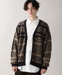 RAGEBLUE | モヘヤ/柄ニットカーディガン/229367(ニット/セーター)