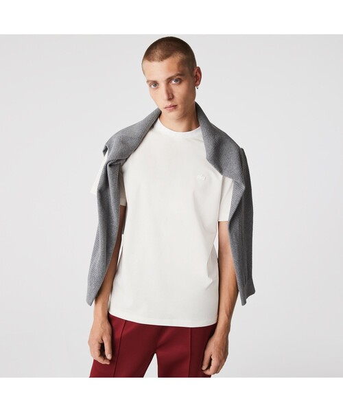 LACOSTE（ラコステ）の「ウルトラライトピケロゴネックTシャツ（Tシャツ/カットソー・メンズ・ブラック/グレー/ホワイト/ブラック系その他/ロイヤルブルー・2/4/3/5）」の2枚目の写真