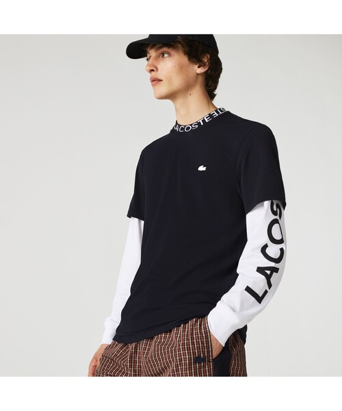LACOSTE（ラコステ）の「ウルトラライトピケロゴネックTシャツ（Tシャツ/カットソー・メンズ・ブラック/グレー/ホワイト/ブラック系その他/ロイヤルブルー・2/4/3/5）」の3枚目の写真