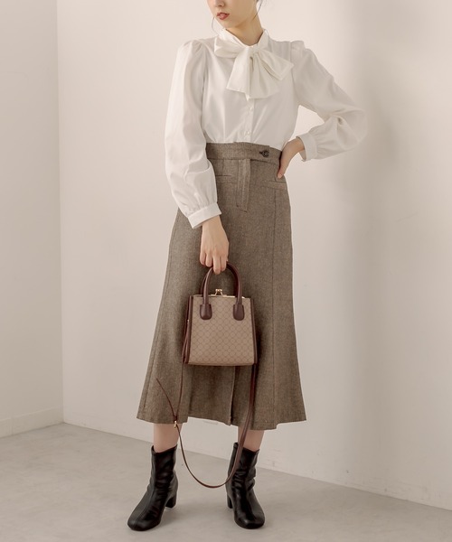 OLIVE des OLIVE（オリーブデオリーブ）の「ヘリンボーンマーメイドスカート（スカート・レディース・ブラック/ブラウン・FREE）」の6枚目の写真