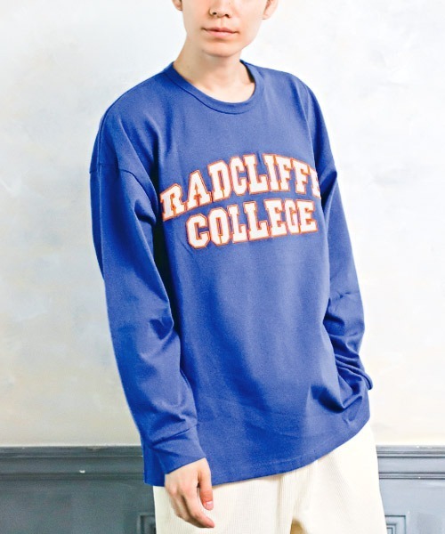 LUXSTYLE(ラグスタイル)の「カレッジワッペンロゴ長袖Tシャツ(Tシャツ/カットソー・メンズ・ホワイト/グリーン/オレンジ/ブルー/ブラック・L/M)」の4枚目の写真