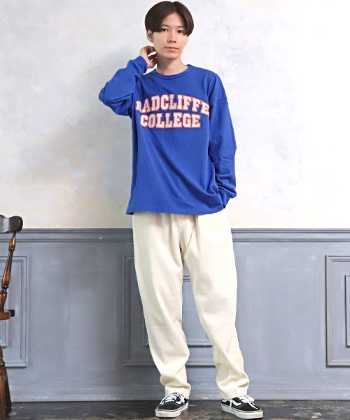 LUXSTYLE(ラグスタイル)の「カレッジワッペンロゴ長袖Tシャツ(Tシャツ/カットソー・メンズ・ホワイト/グリーン/オレンジ/ブルー/ブラック・L/M)」の9枚目の写真