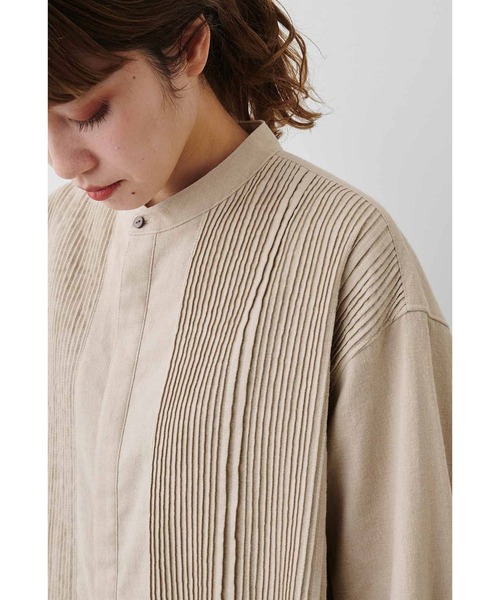 MEDE19F（メデジュウキュウ）の「ＭＥＤＥ１９Ｆ　綿麻起毛のクラシカルタックワンピース（シャツワンピース・レディース・ベージュ/パープル・MEDIUM/LARGE/NM/X-LARGE/XX-LARGE）」の6枚目の写真