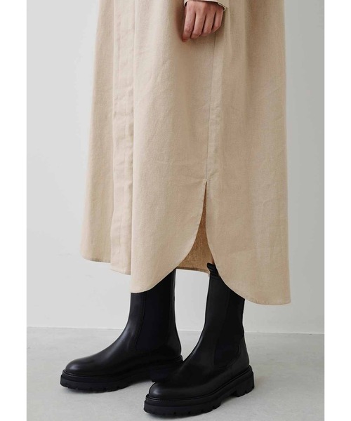 MEDE19F（メデジュウキュウ）の「ＭＥＤＥ１９Ｆ　綿麻起毛のクラシカルタックワンピース（シャツワンピース・レディース・ベージュ/パープル・MEDIUM/LARGE/NM/X-LARGE/XX-LARGE）」の8枚目の写真