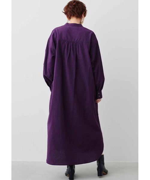 MEDE19F（メデジュウキュウ）の「ＭＥＤＥ１９Ｆ　綿麻起毛のクラシカルタックワンピース（シャツワンピース・レディース・ベージュ/パープル・MEDIUM/LARGE/NM/X-LARGE/XX-LARGE）」の13枚目の写真