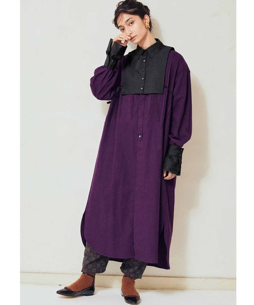 MEDE19F（メデジュウキュウ）の「ＭＥＤＥ１９Ｆ　綿麻起毛のクラシカルタックワンピース（シャツワンピース・レディース・ベージュ/パープル・MEDIUM/LARGE/NM/X-LARGE/XX-LARGE）」の19枚目の写真