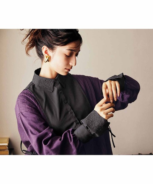 MEDE19F（メデジュウキュウ）の「ＭＥＤＥ１９Ｆ　綿麻起毛のクラシカルタックワンピース（シャツワンピース・レディース・ベージュ/パープル・MEDIUM/LARGE/NM/X-LARGE/XX-LARGE）」の20枚目の写真